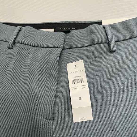 NWT Ann Taylor Curvy Fit Mid Rise The Ankle Blue Grey Pants Size 8 New - Picture 6 of 7